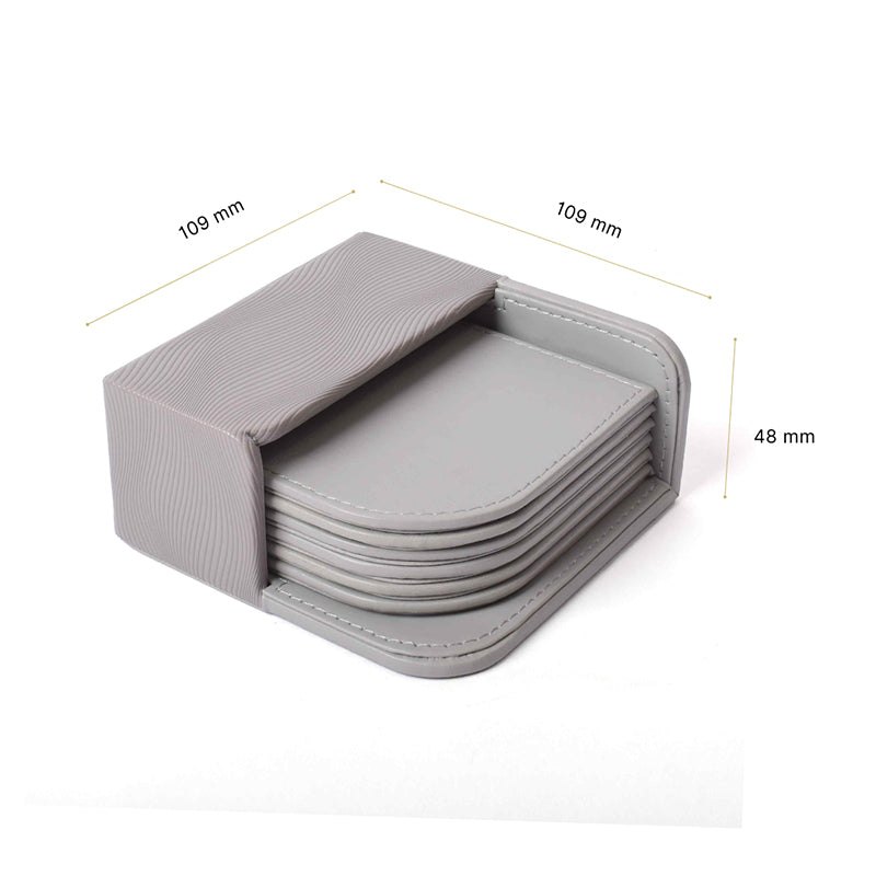 Veltrix Faux Leather Coaster (Grey) - Seven Piece Set media 9