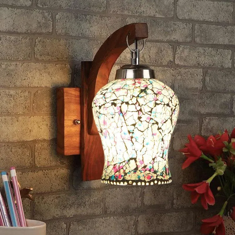 Glama Forma Mosaic Glass & Wooden Wall Lamp media 1