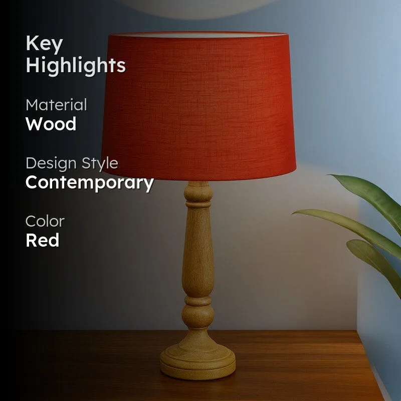 GlowWhisper Soft Light Wooden Table Lamp - Red media 2