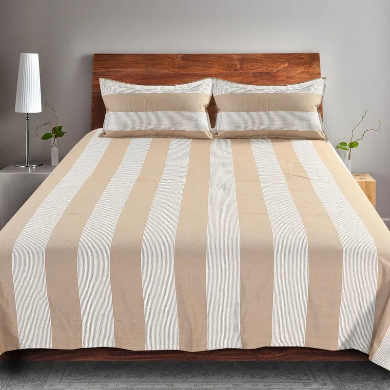 Stripe Story Cotton Bedsheet (Beige) - 220 TC media 3