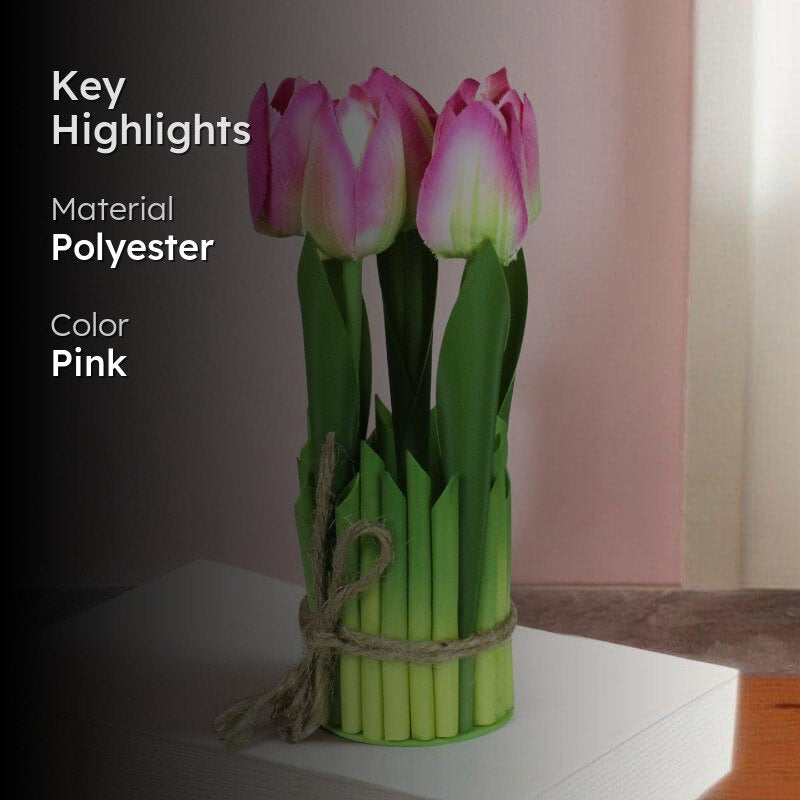 Faux Tube Tulip Flower Bunch - Pink media 2