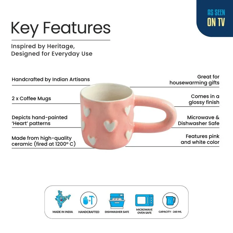 Heart Ceramic Coffee Mug (260 mL Each) - Set Of Two media 5