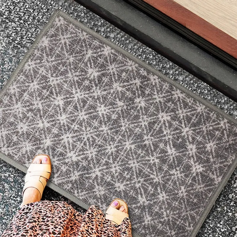 Aster Abstract Nylon Door Mats - Black,Grey media 3