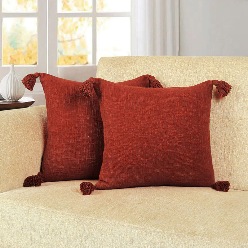 Claira Solid Cushion Cover (Red) - Set Of Two media 3