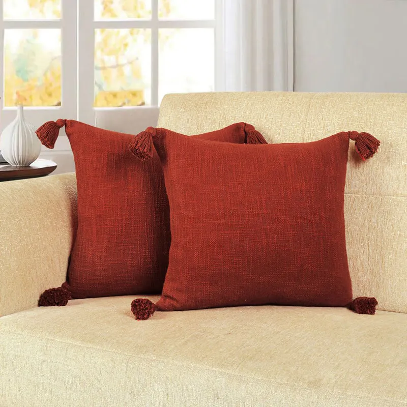 Claira Solid Cushion Cover (Red) - Set Of Two media 3