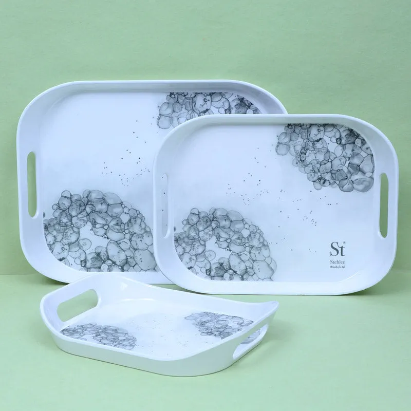 Hydrangea Florae Serving Tray (Grey) - Set Of Three media 1