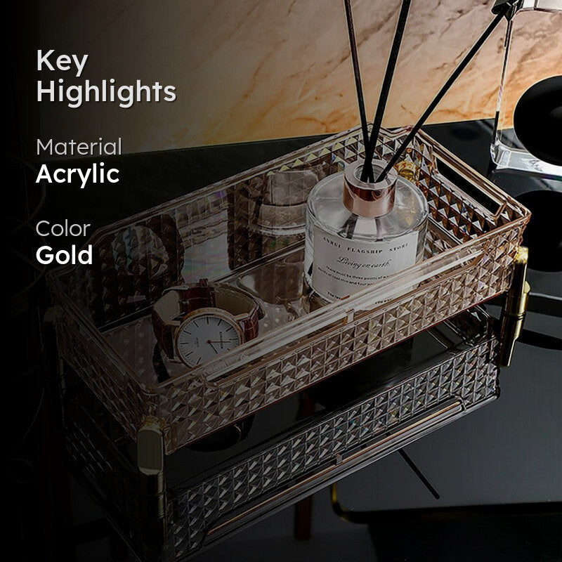 Crystal Acrylic Desk Organiser - Gold media 2