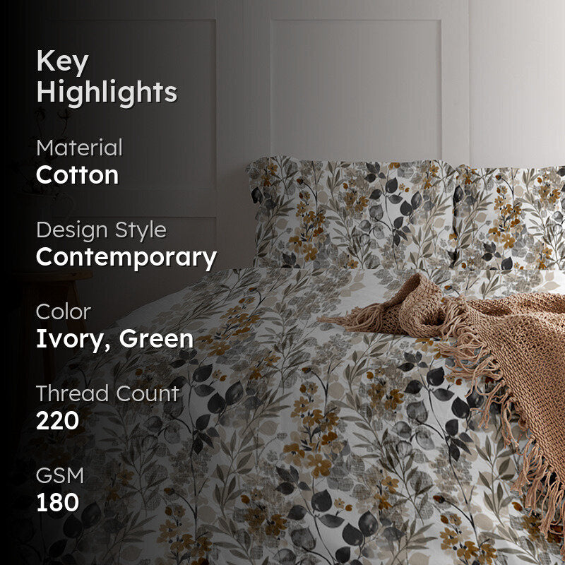 Opalia Floral Cotton Comforter (Brown) - 180 GSM media 2