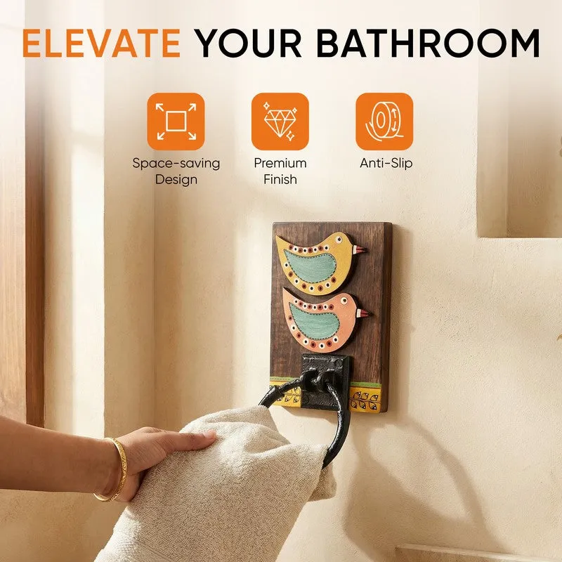 Duo Chirp Wooden Handcrafted Towel Hanger media 8