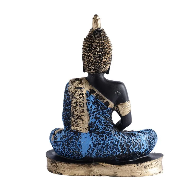 Buddha in Meditation Showpiece - Blue & Gold media 5