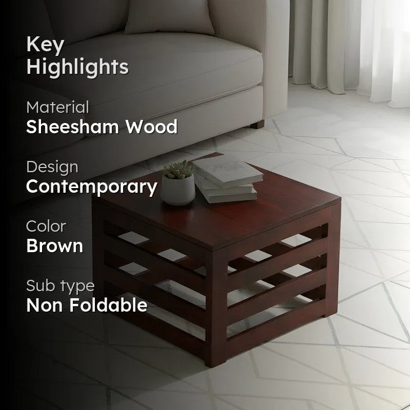 Pervon Sheesham Wooden Center Table - Deep Brown media 2