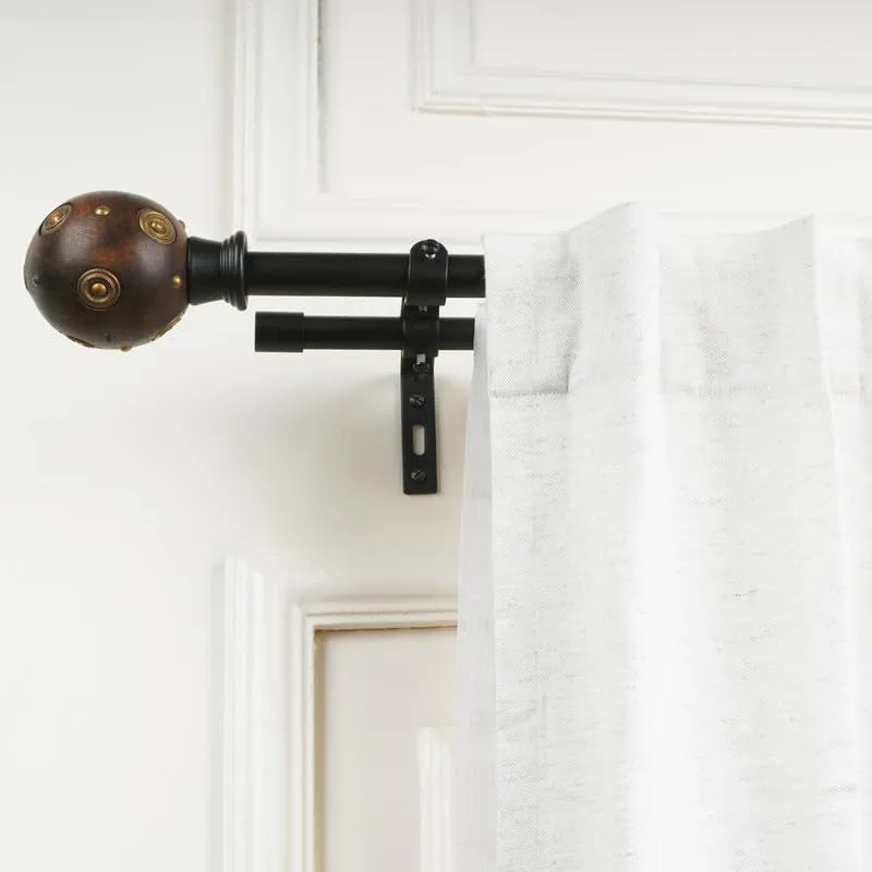 Atlas Duo Extendable 1" Double Curtain Rods With Round Finial & Brackets media 1