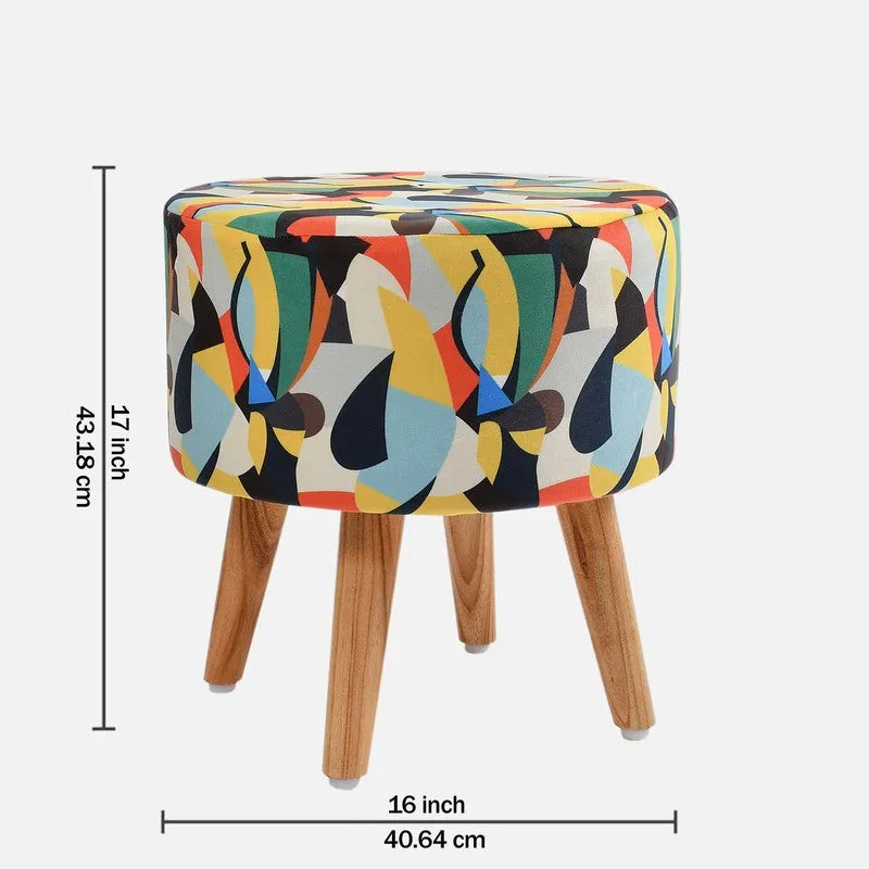 Colorway Abstract Velvet Ottoman - Multicolor media 7