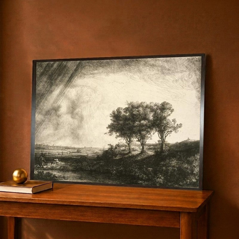the Three Trees Canvas Wall Painting - 12 x 9 Inches