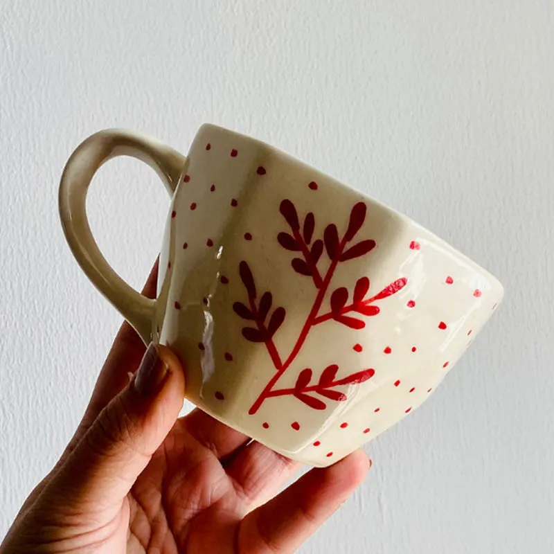 Bettina Ceramic Tea Cup (200 mL)/Red,White) media 4