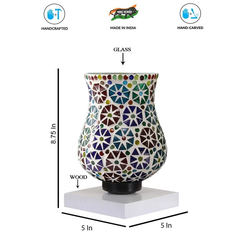 Lumera Mosaic Glass Table Lamp With Wooden Base - Multicolor media 9