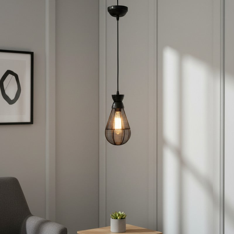 Sleek Black Iron Ceiling Lamp