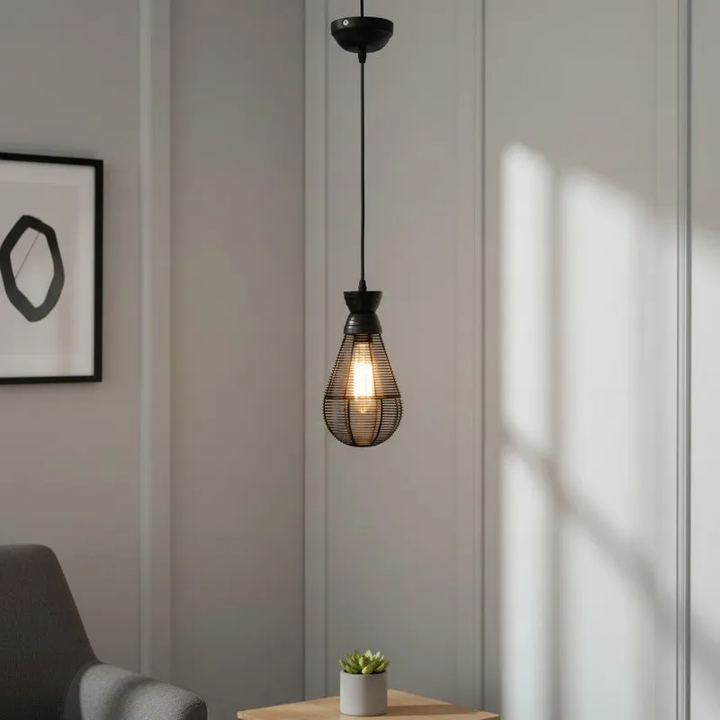 Sleek Black Iron Ceiling Lamp media 1