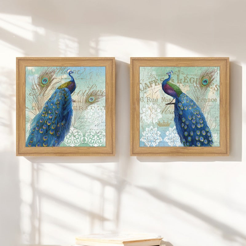 Peafowl Wall Art Painting - Set Of Two