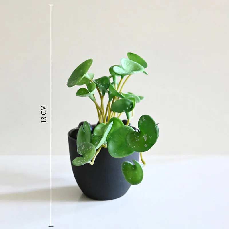 Pennelle Artificial Leaf Pennywort With Black Plastic Pot (Green) - 13 cm media 6