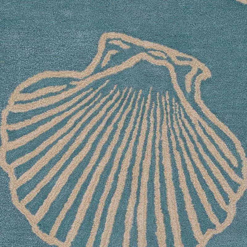 Seashell Hand Tufted Swirl Kids Wool & Nylon Carpet - Turquoise media 5