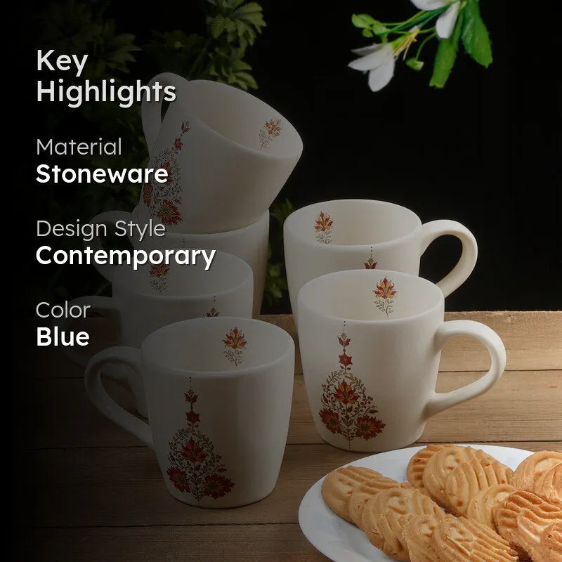 Gardenia Stoneware Tea Cup (220 mL Each) - Set Of Six media 2