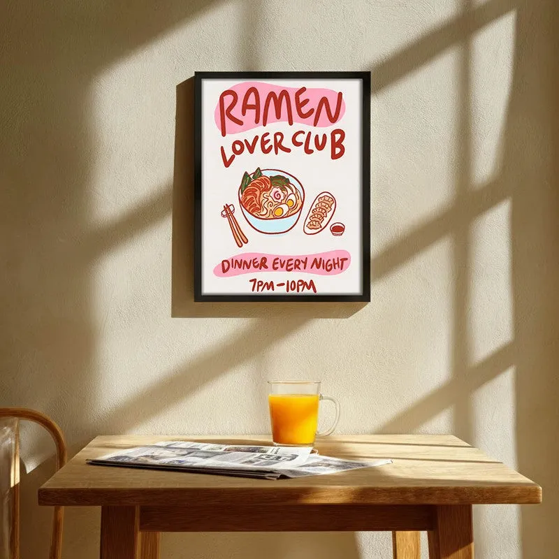 Ramen Club Archival Canvas Wall Art - Black media 1