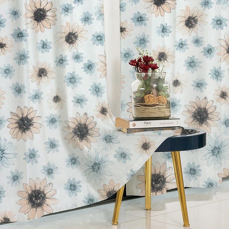 FloriBelle Cotton Curtains (peach, Blue) - Set Of Two media 5
