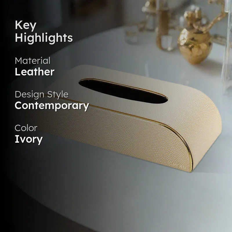 Tisquo Curve Faux Leather Tissue Box - Ivory media 2