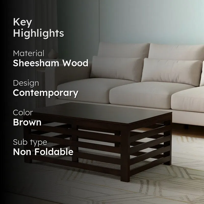 Cenrox Sheesham Wooden Center Table - Coffee Brown media 2