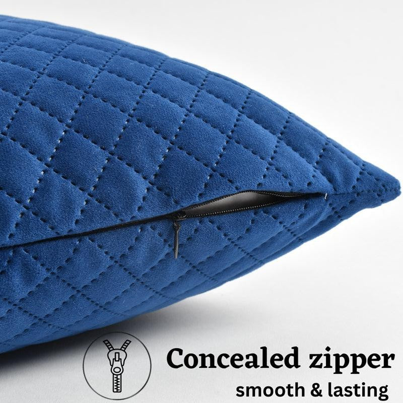 Orson Quilted Velvet Cushion Cover (Blue) - Set Of Five media 4