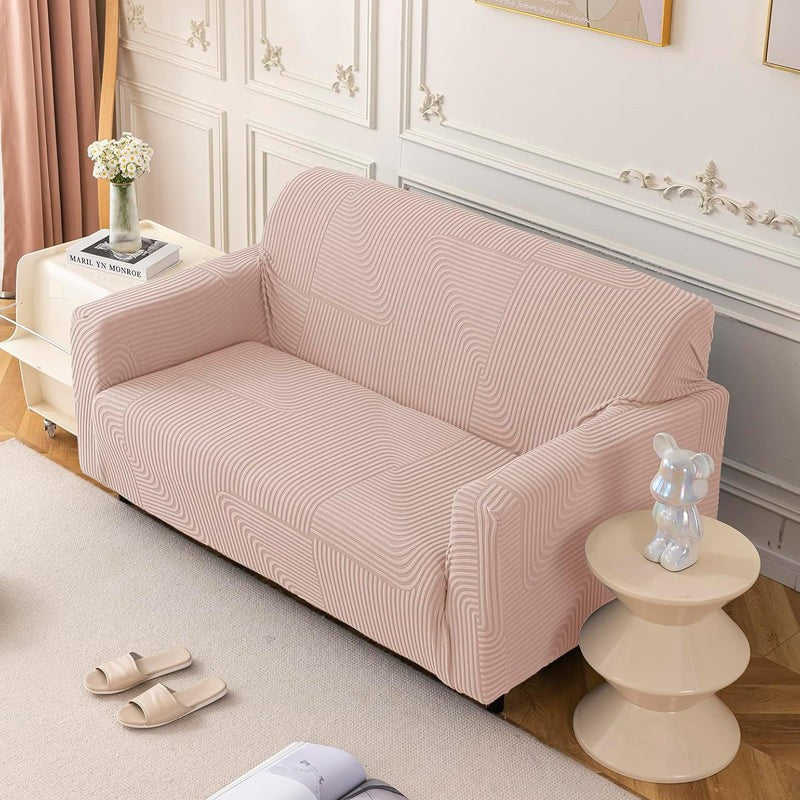 PlushHue Jacquard Sofa Cover - Pink media 3