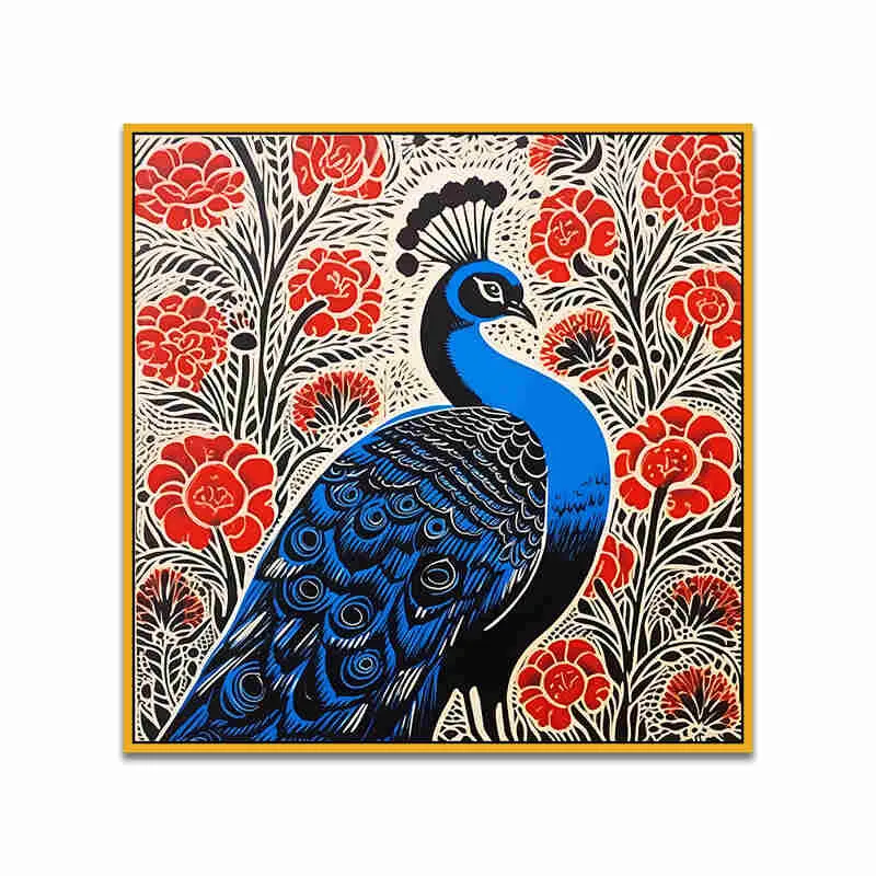 Pop Of Mayura Canvas Wall Art With Frame media 4