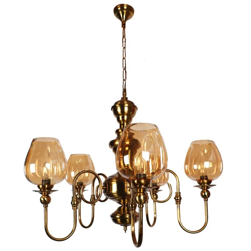 Creslen Luxury Amber Glass Chandelier - Gold media 8