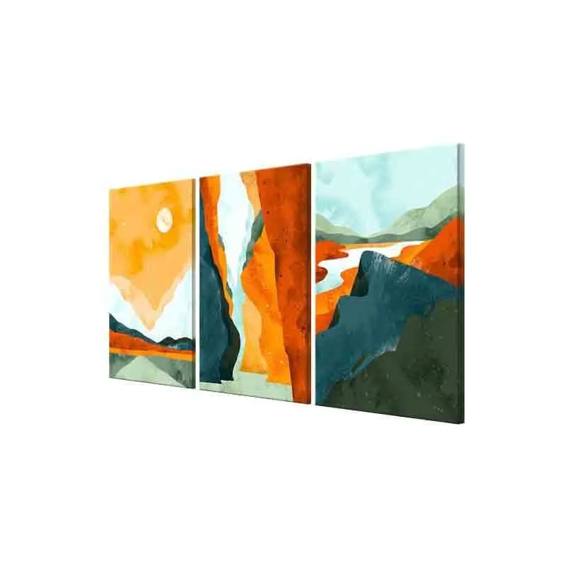 Mountain Person Poly Canvas Wall Art - Set of Three media 4
