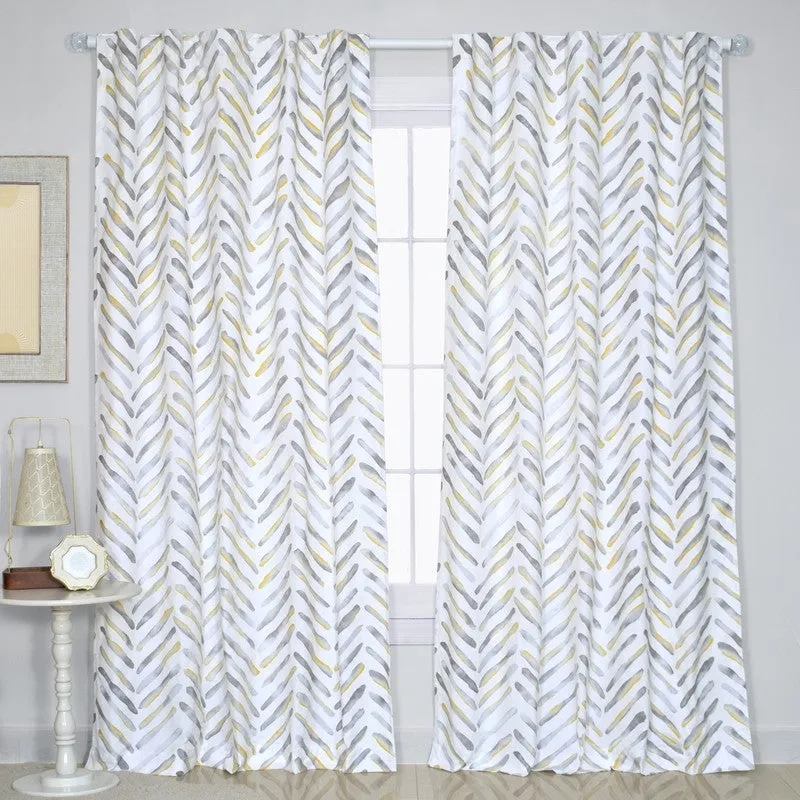 Tranquebar Home Artistic Flow Cotton Curtains(Grey) - Set Of Two media 3