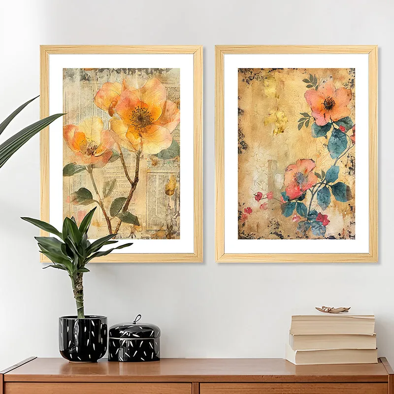 Brushed Flora Wall Art With Frame - Set Of Two media 5