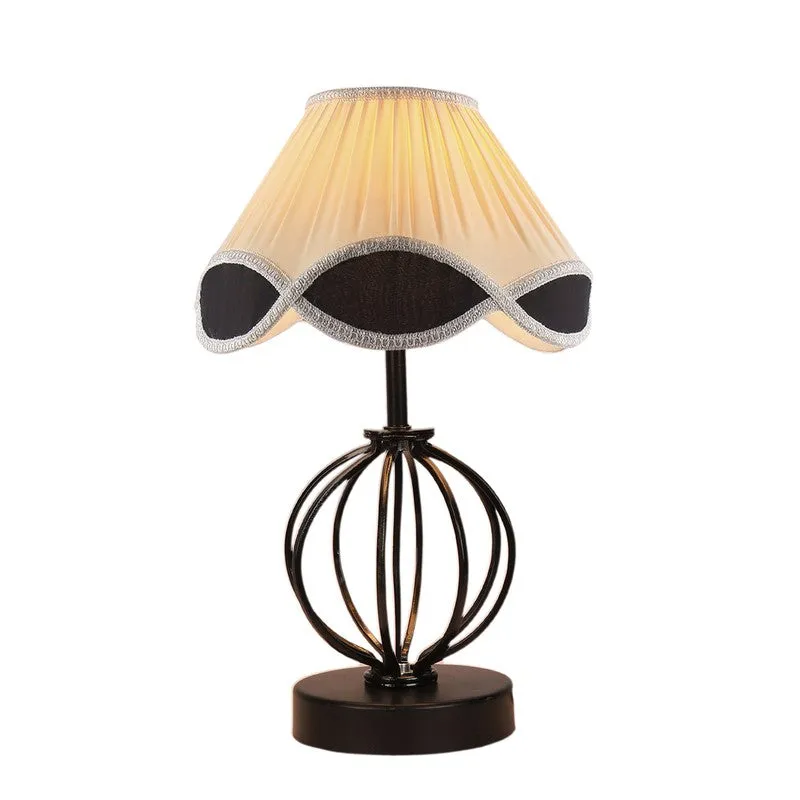 Auryssa Cotton Table Lamp With Wooden Base - Ivory media 7