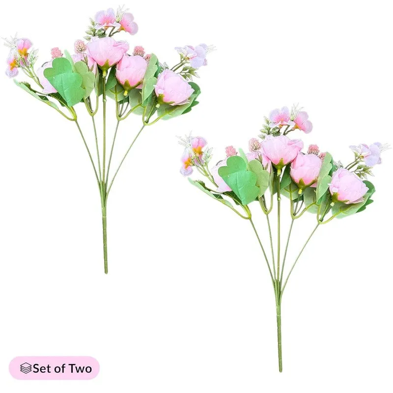 Whisper Rose Artificial Flower (Pink) - Set Of Two media 8