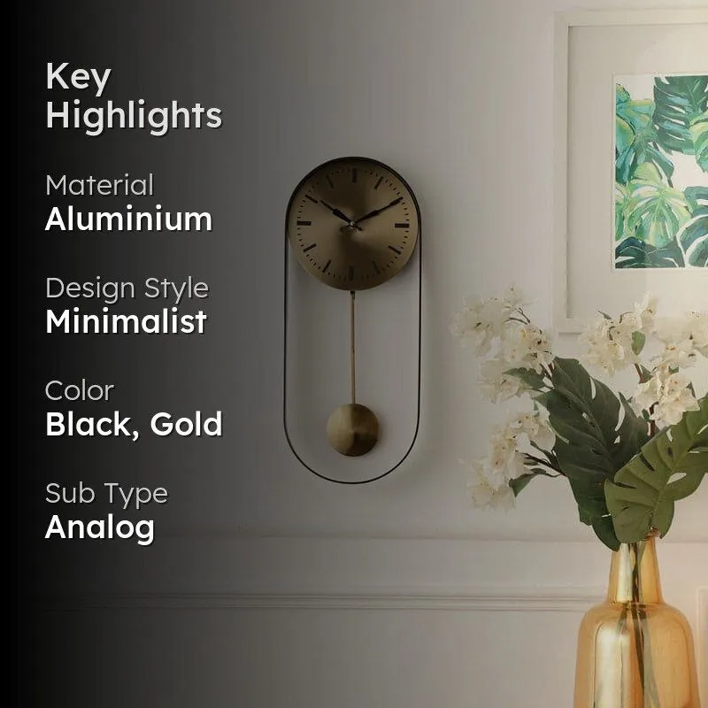 Rectoval Wall Clock - Gold & Black media 2