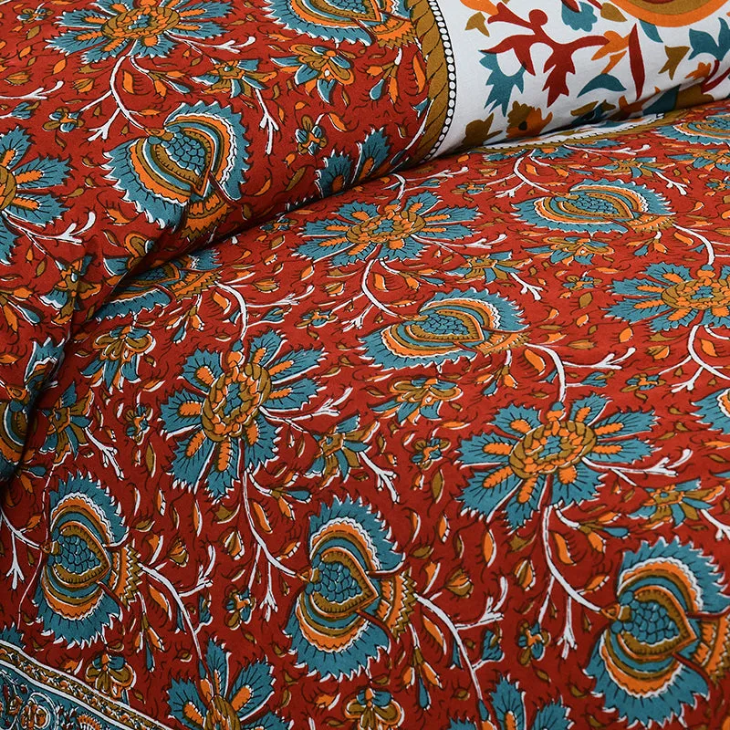 Apreetha Ethnic Cotton Bedsheet (Red) - 160 TC media 3