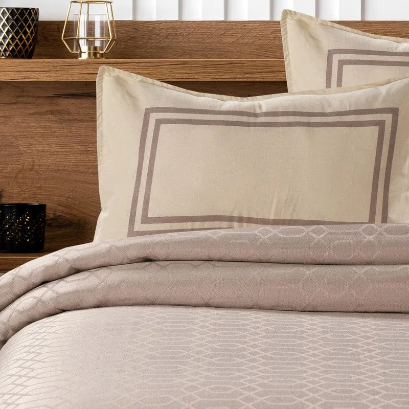 Grid Grace Cotton Bedsheet (Beige) - 150 TC media 4