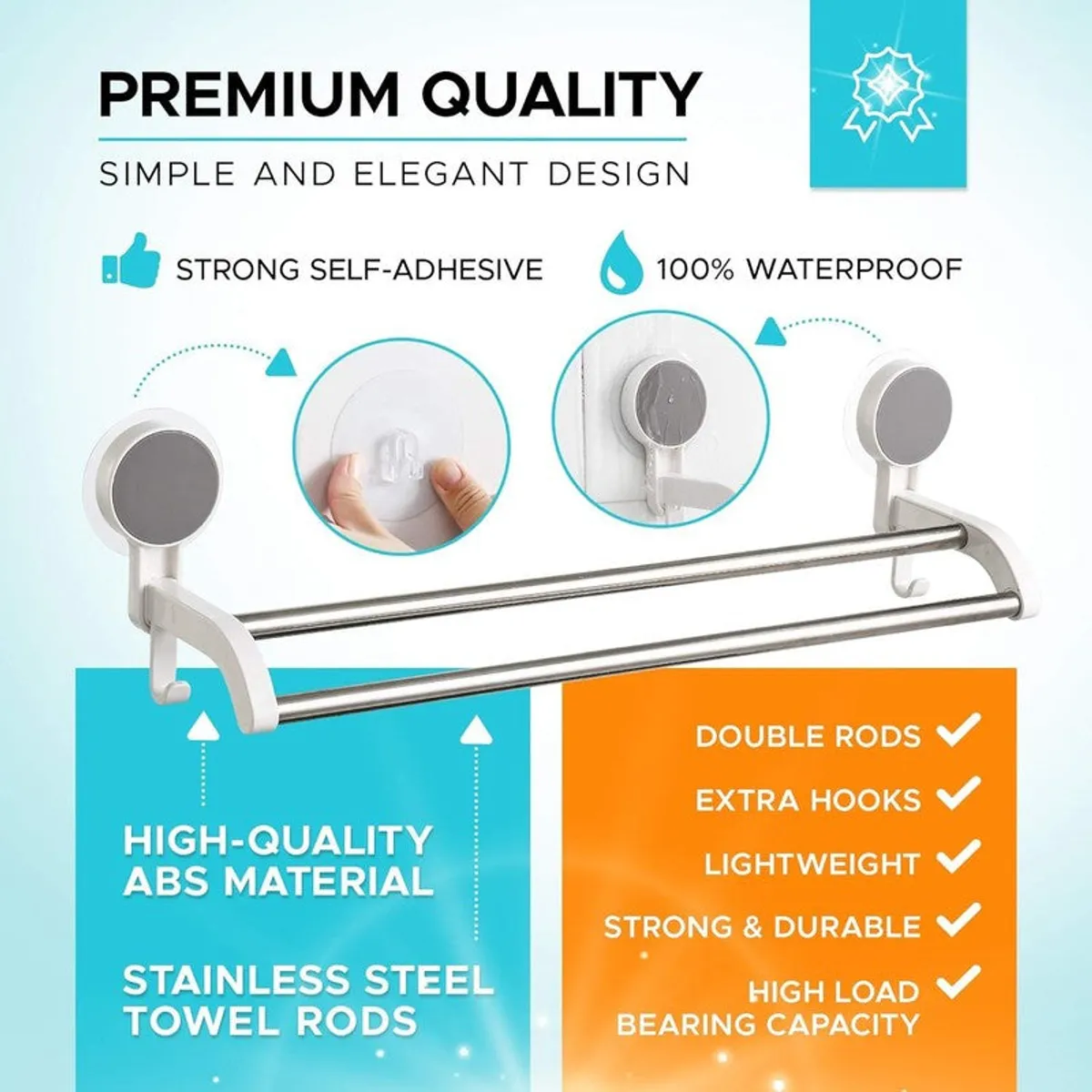 White double bar hanger with two steel rods and side hooks