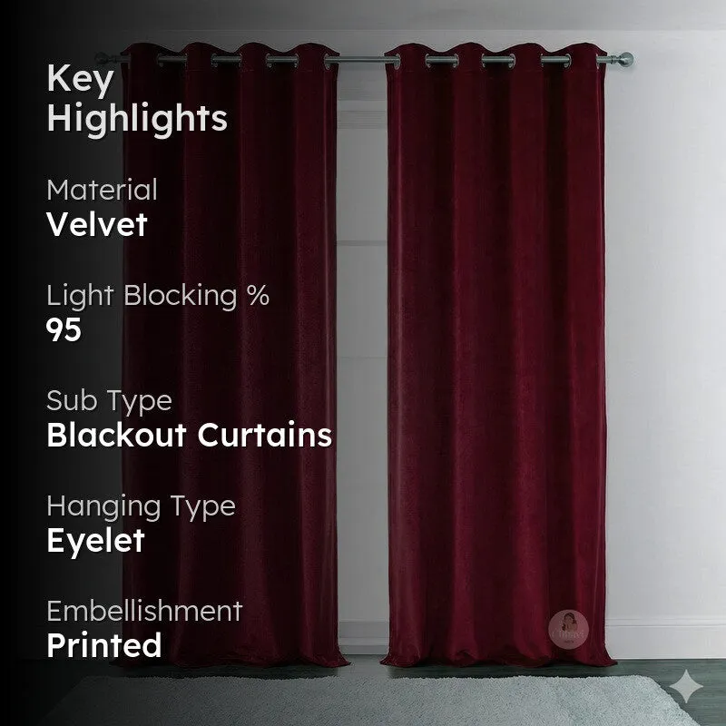 Pure Edge Blackout Curtains (Maroon) - Set of Two media 2