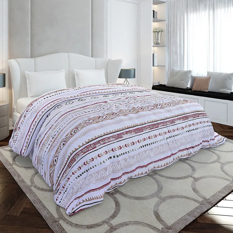 Monte Carlo Linear Geometric Polyester Duvet Covers (Brown) - 210 GSM media 1