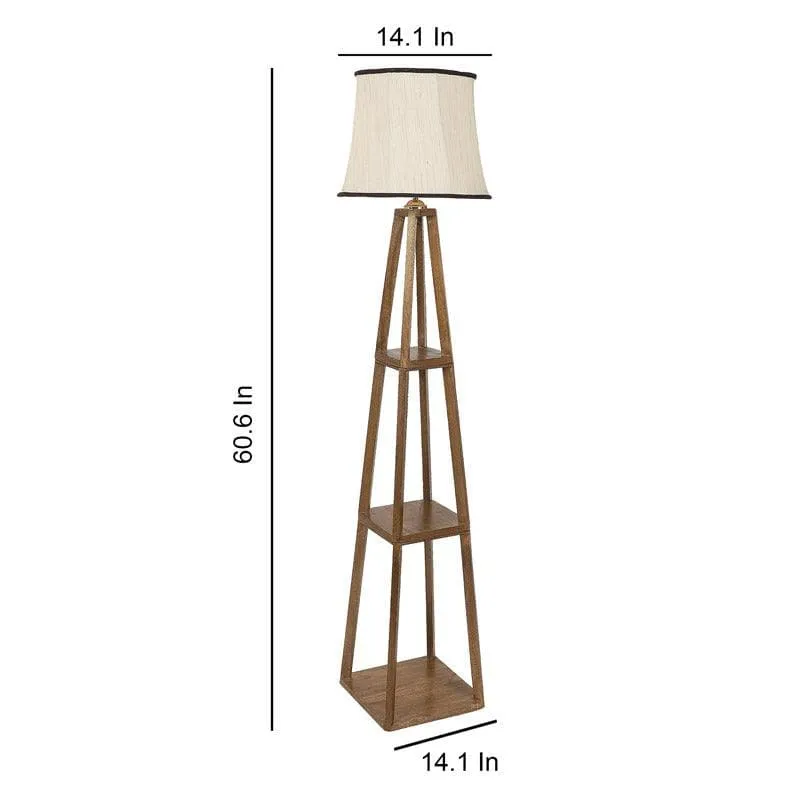 Blace Netima Wooden Floor Lamp With Shelf - Cream media 6