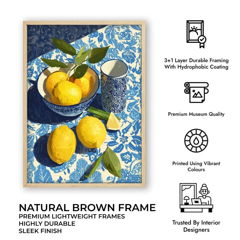 Zestara Lemon Canvas Wall Painting With Brown Frame media 10