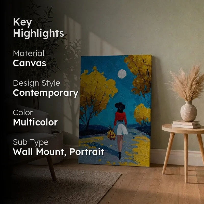Moonlit Autumn Walk Canvas Wall Art media 2