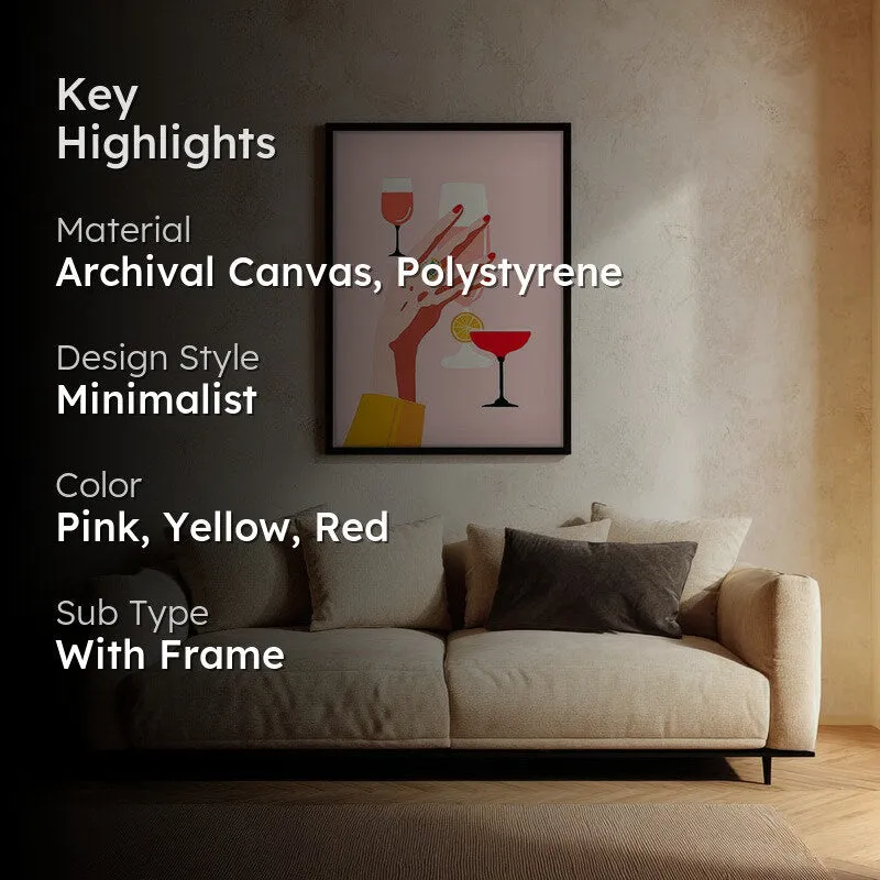 Wineglass Canvas Wall Painting - Black Frame media 2
