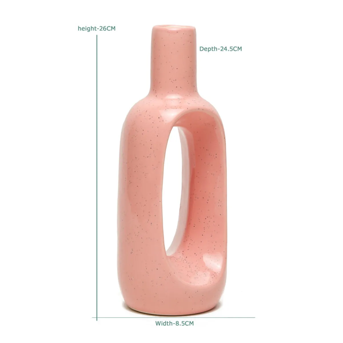 Pink donut vase with visible size markings